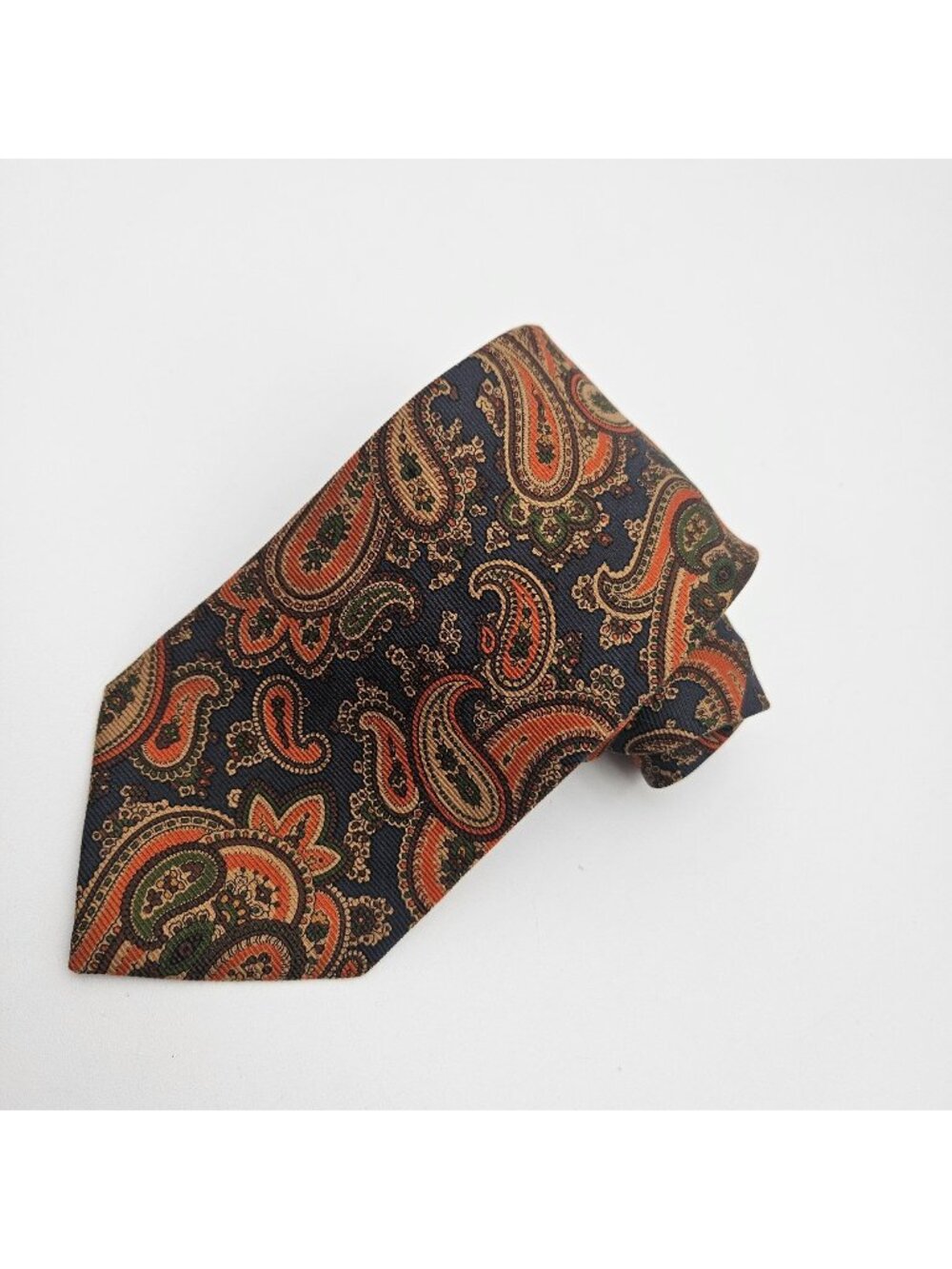 Breuer Blue Orange Brown Paisley 60" Silk Tie